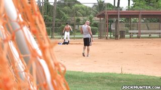 Naked baseball player loves wood